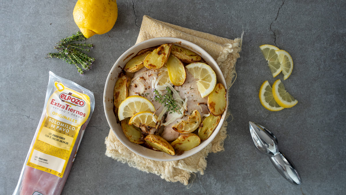 Solomillo asado al limón con tomillo fresco en airfryer